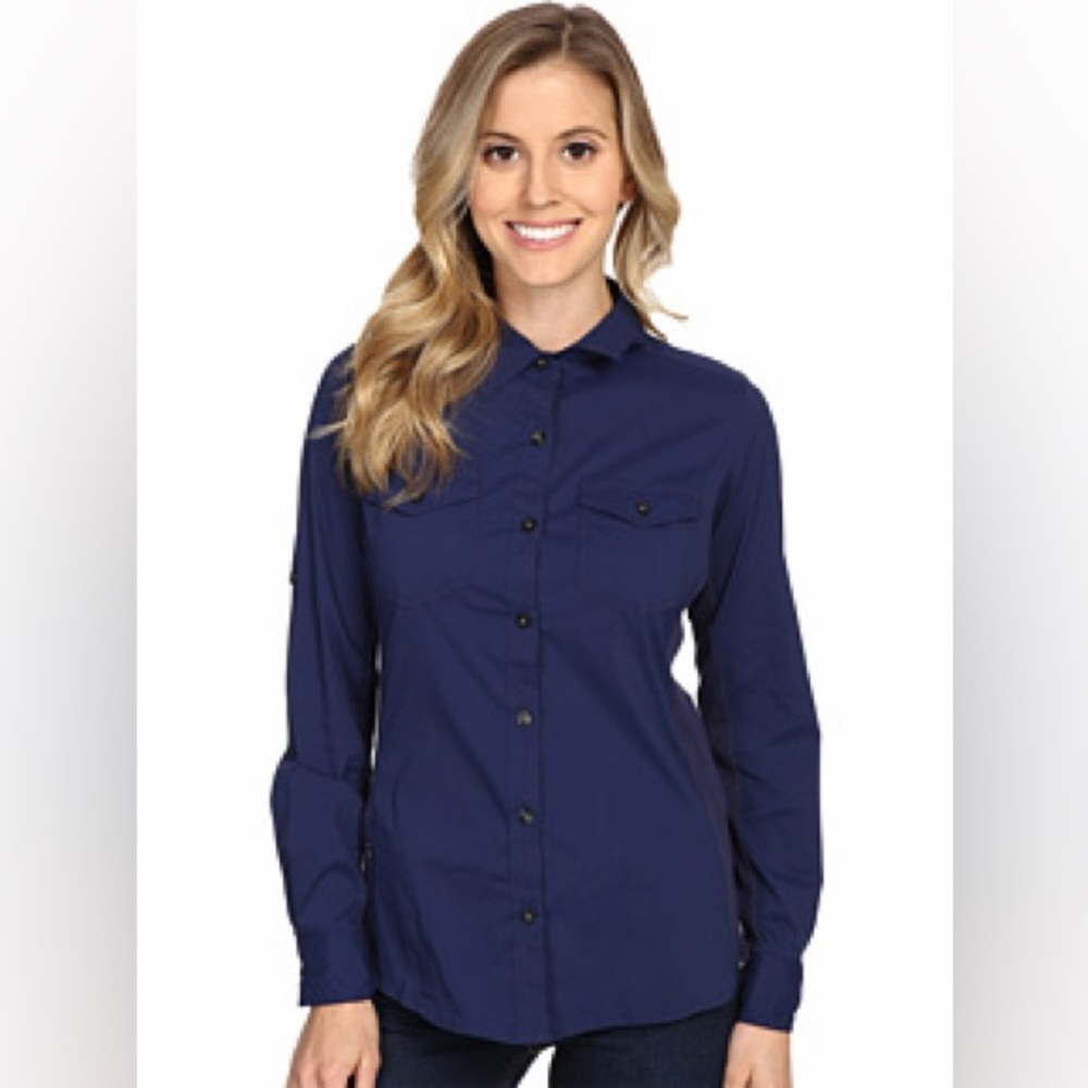 Converse button up Women's Navy Button-Up Shirt size large - Picture 2 of 10